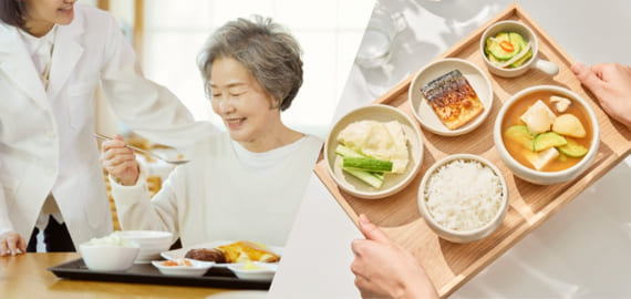 어르신이 식사하는 모습, 맛있는 한 상